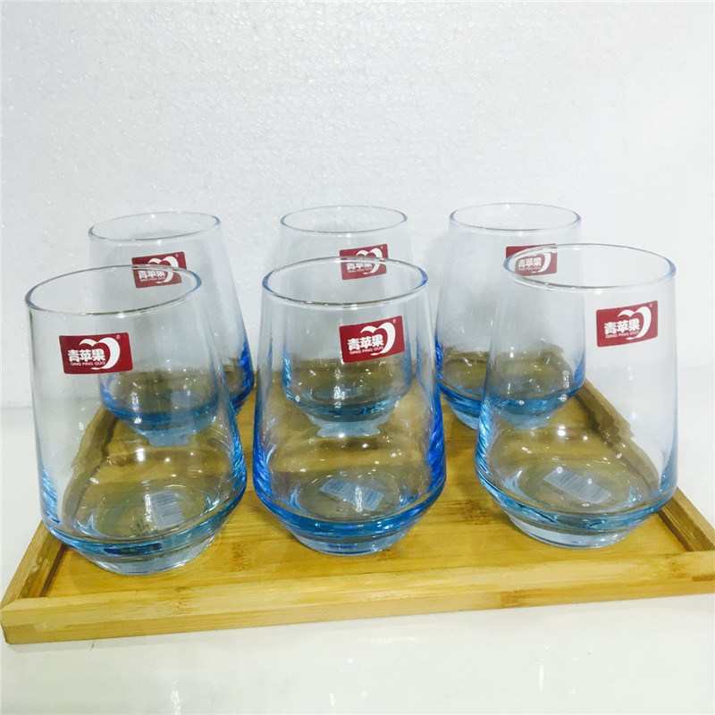 Blue Round Tea Drinking Glass Milk Water Wine Mug Glass Cup for Coffee