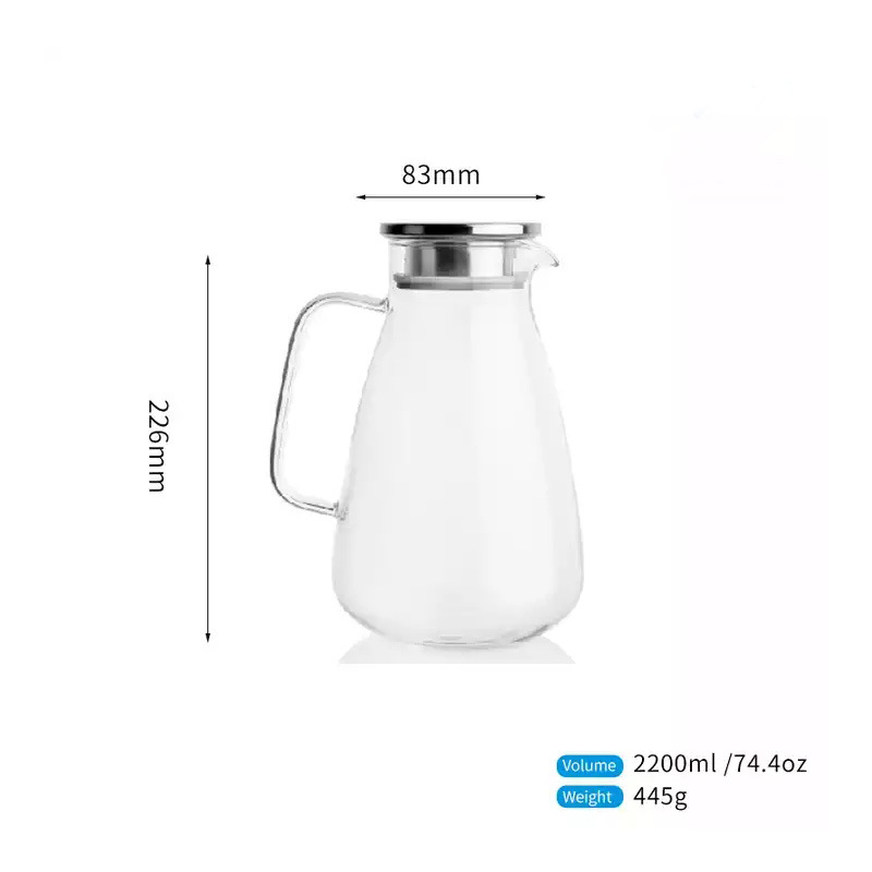 2600ml 88oz High Borosilicate Blown Water Milk Glass Pitcher with Lid